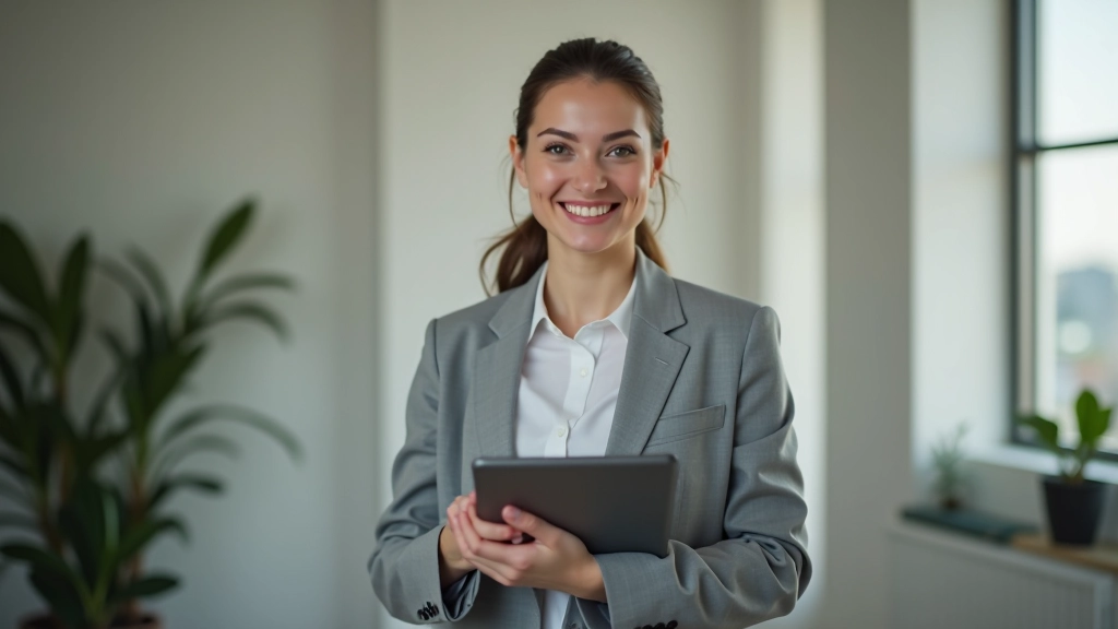 Femme présentant devant un écran numérique, environnement de formation en ligne, studio d'enregistrement professionnel